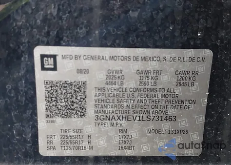 2020 Chevrolet Equinox Fwd Ls from USA, damaged, VIN 3GNAXHEV1LS731463